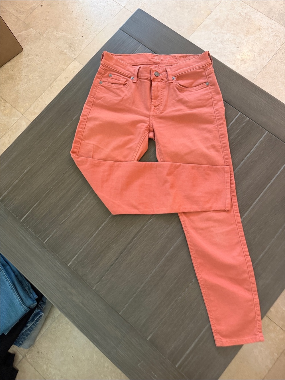 7 For All Mankind Coral-Peach Skinny Jeans